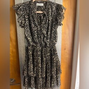 Black & Cream Printed Ruffle Tiered Dress